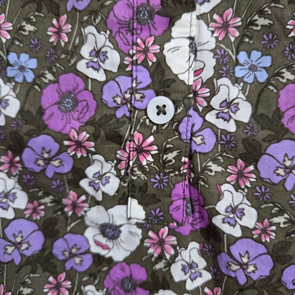 Talbots EUC Ruffle Neck Top Poppy Ditsy Puff Sleeve Floral XS - Picture 9 of 15